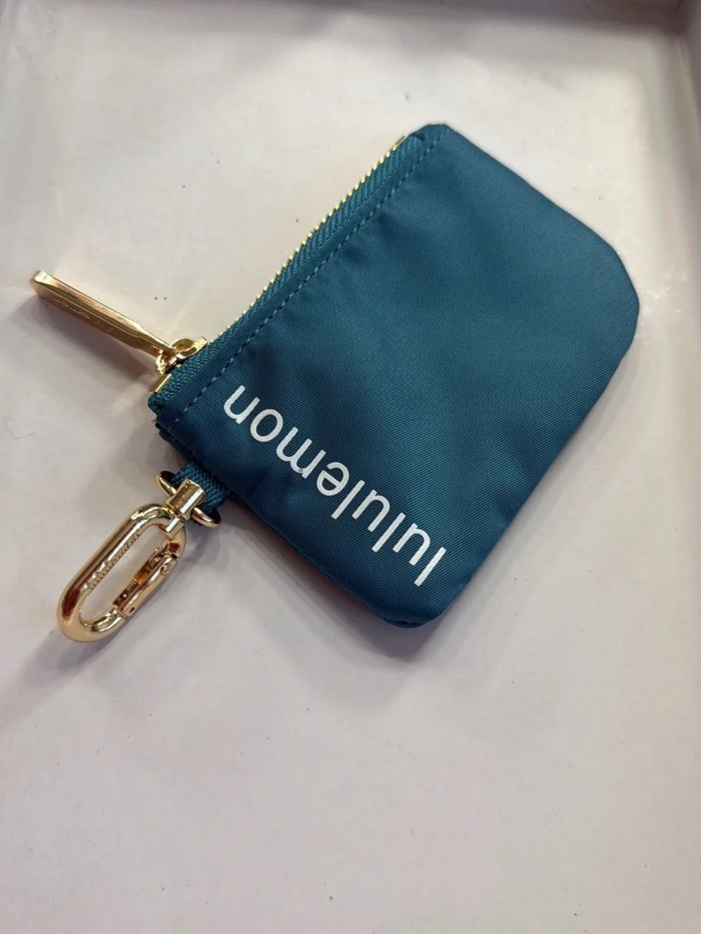 Teal Nylon Key Pouch with Gold Hardware